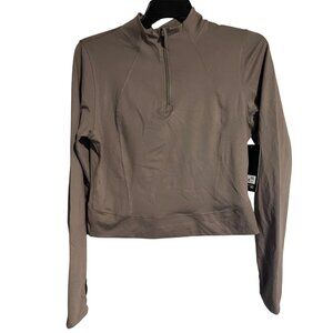 90 Degree By Reflex Womens Cropoed Pullover XXL Iron Gray Taupe Activewear Top